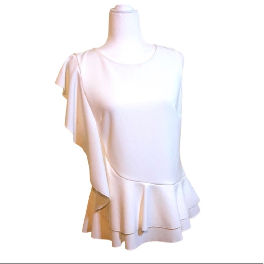 [Calvin Klein] Kanabe Ruffle Detail Knit Top